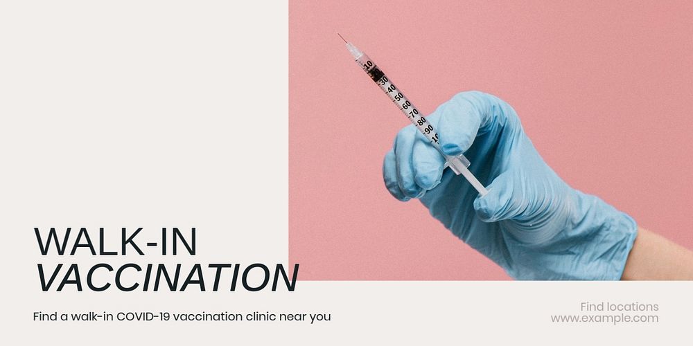 Walk-in vaccination Twitter ad template, editable text & design