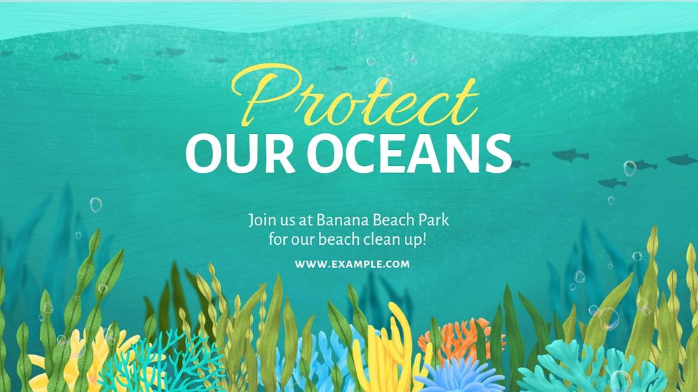 Protect oceans blog banner template, editable aesthetic paint remix 