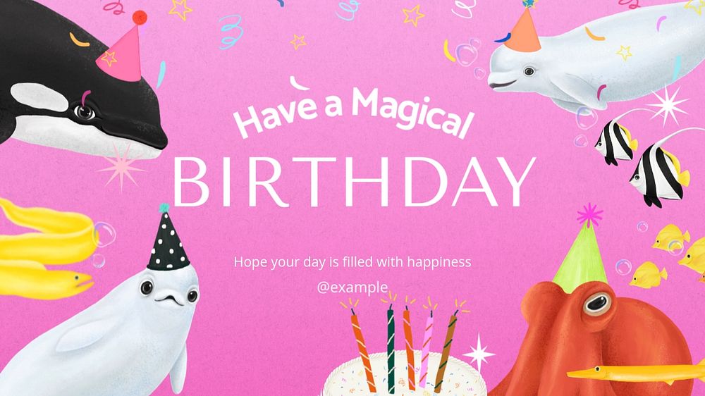 Magical birthday blog banner template, editable aesthetic paint remix 