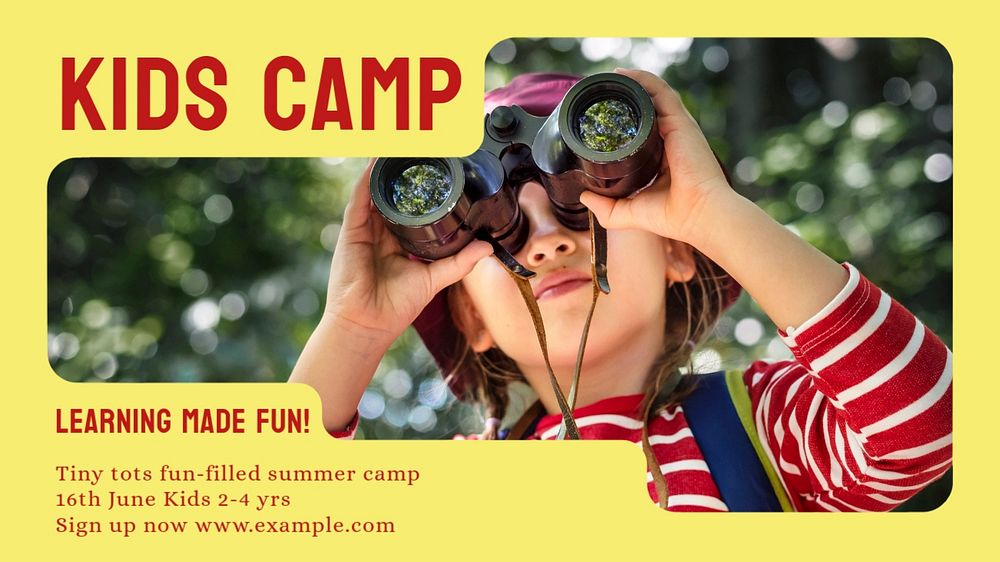 Kids camp blog banner template, editable ad