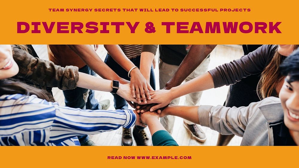 Diversity work teamwork blog banner template, editable ad