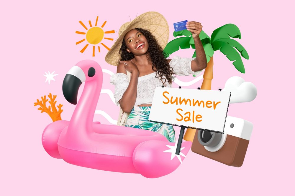 Summer sale, editable word 3D remix