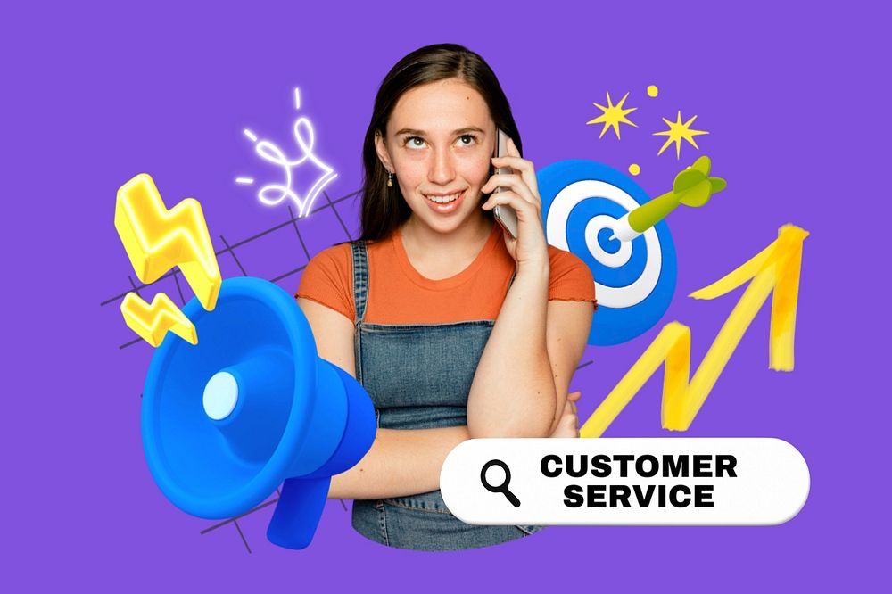 Customer service, editable word, 3D remix