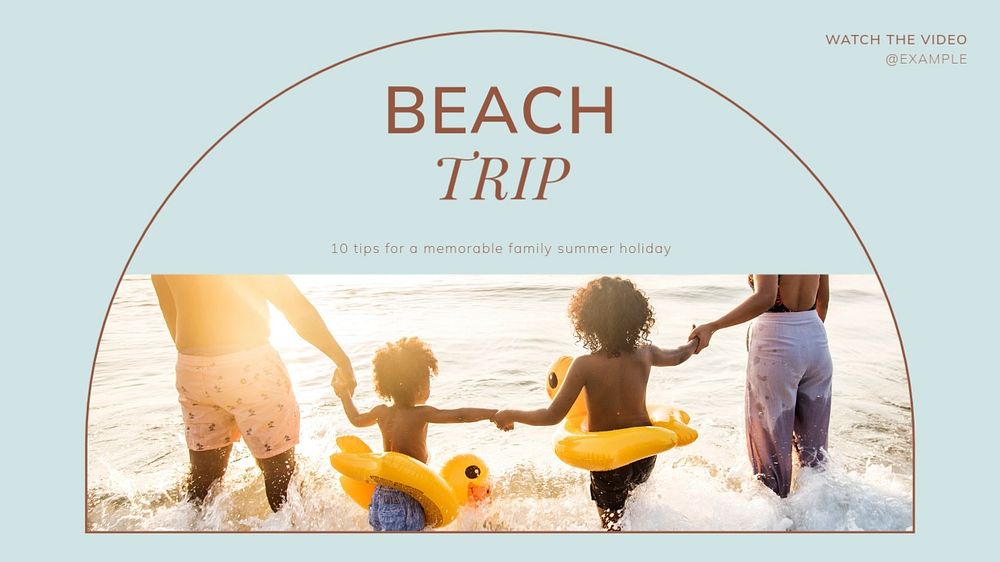 Beach trip blog banner template, editable text & design