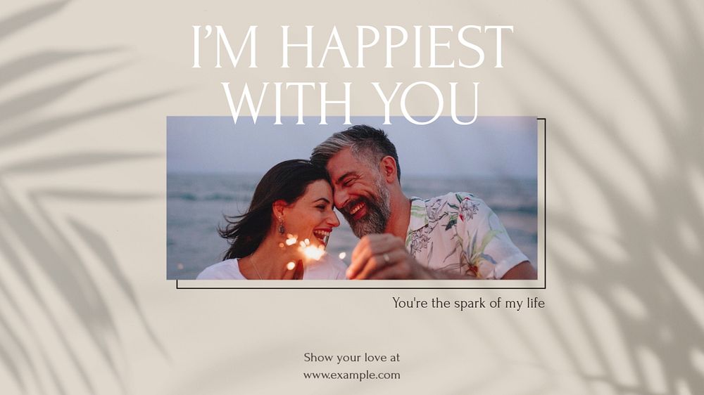 Happy couple blog banner template, editable text & design