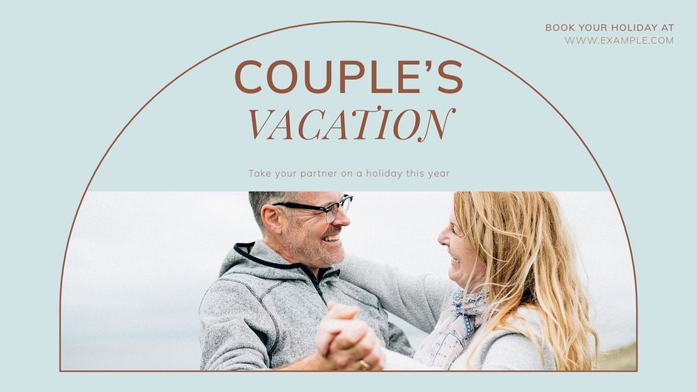 Couple's vacation blog banner template, editable text & design