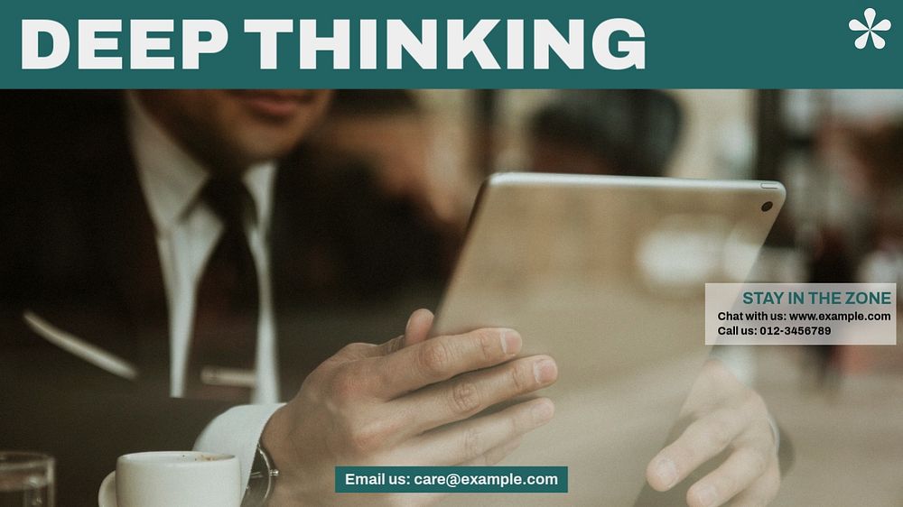 Deep thinking blog banner template, editable text & design