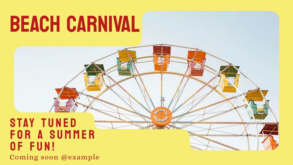 Beach carnival blog banner template, editable ad