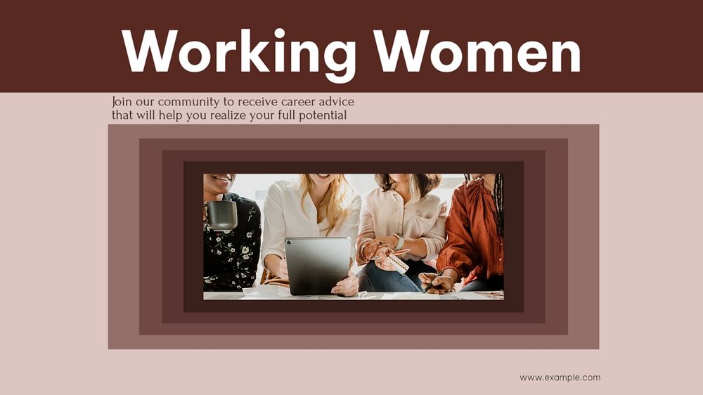 Working women blog banner template, editable text & design