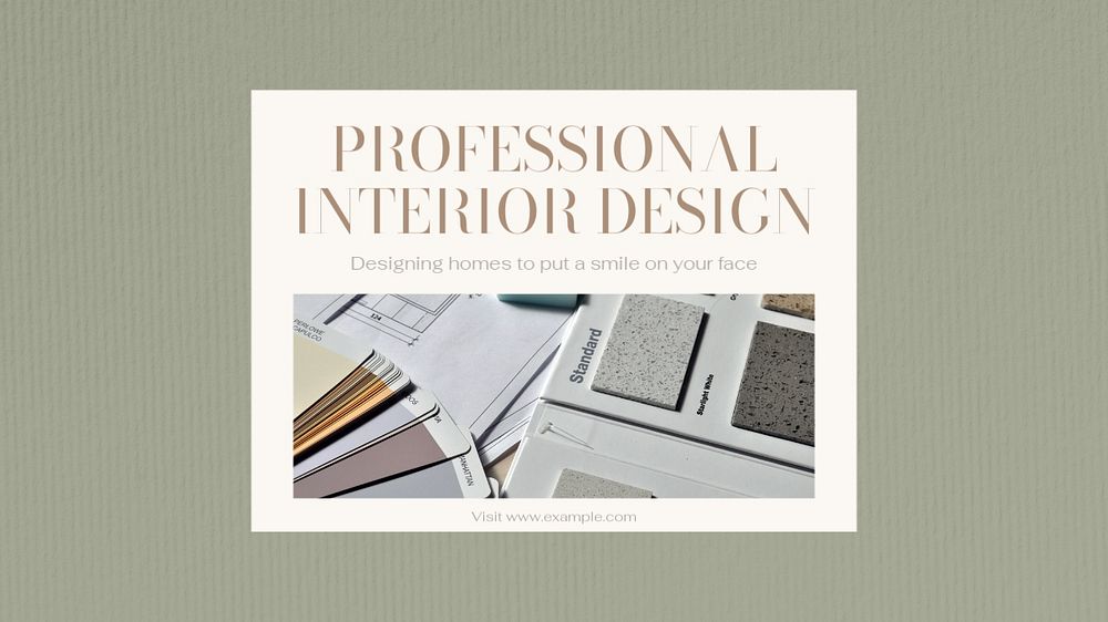 Professional interior design blog banner template, editable text & design