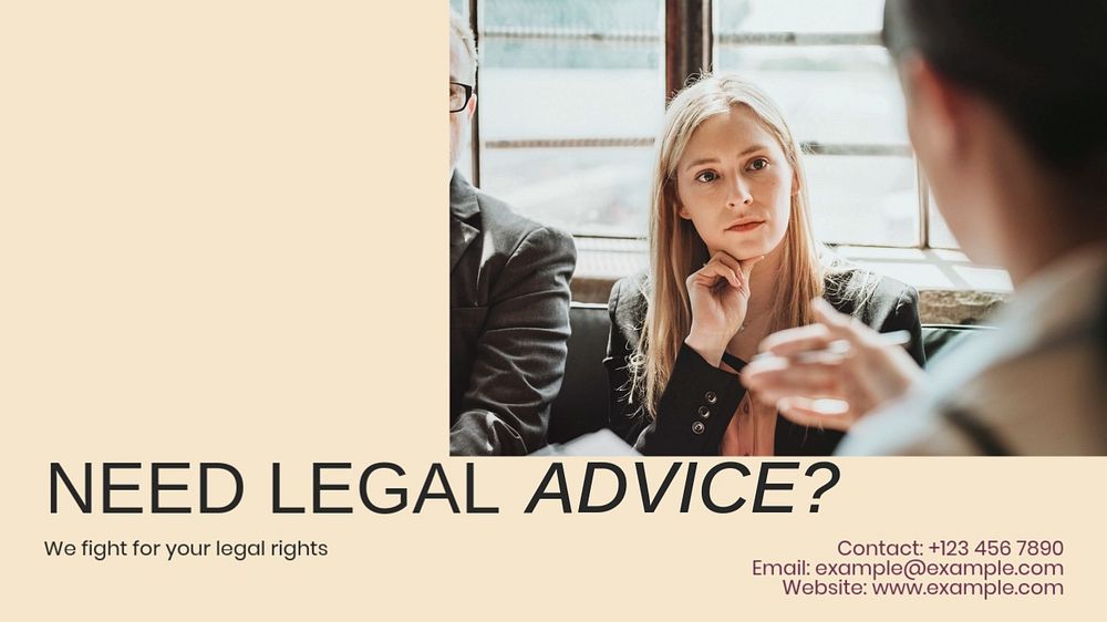 Legal advice blog banner template, editable text & design