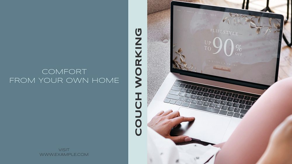 Work from home blog banner template, editable text & design