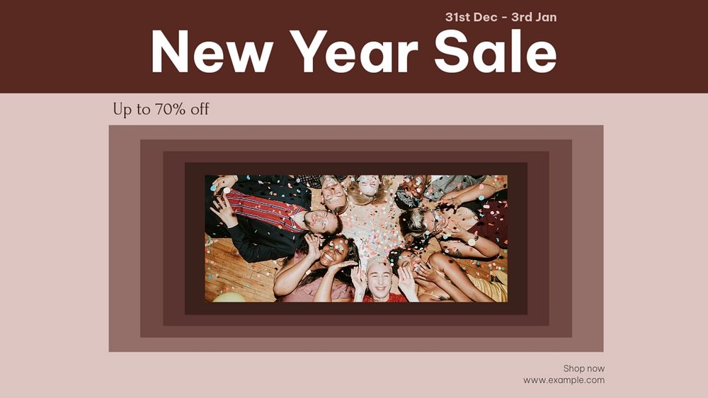 New Year sale blog banner template, editable text & design