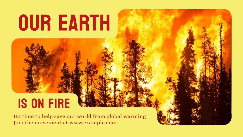 Global warming fire blog banner template, editable ad