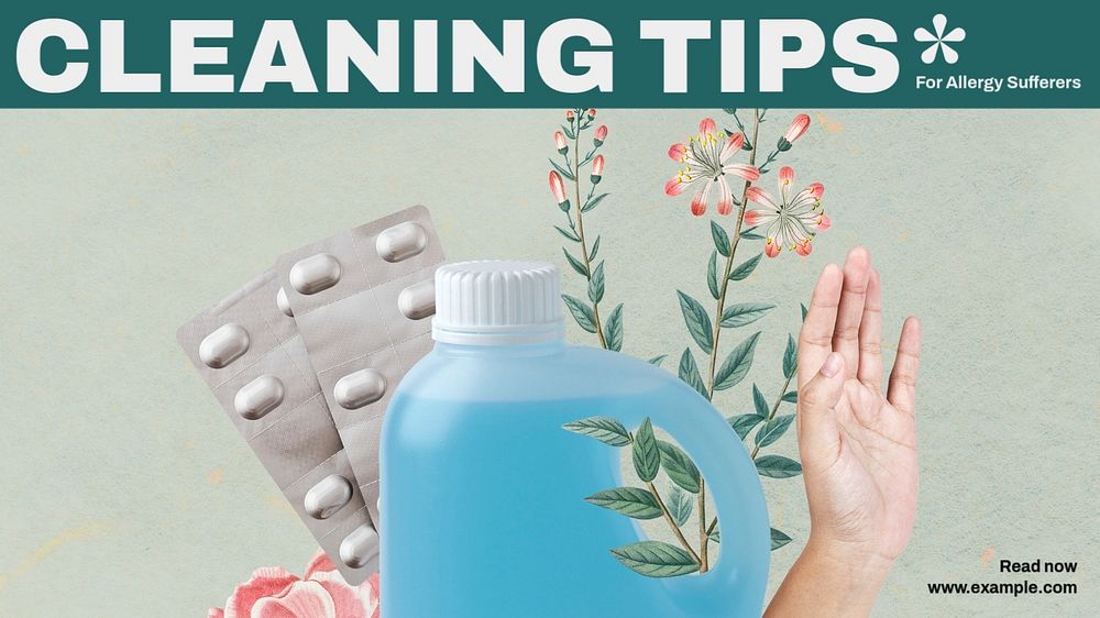 Cleaning tips blog banner template, editable text & design