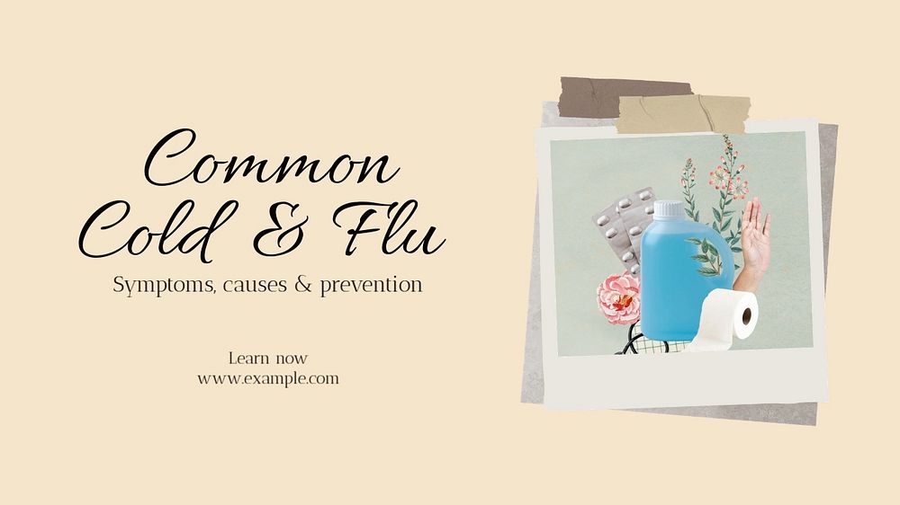 Common cold & flu blog banner template, editable text & design