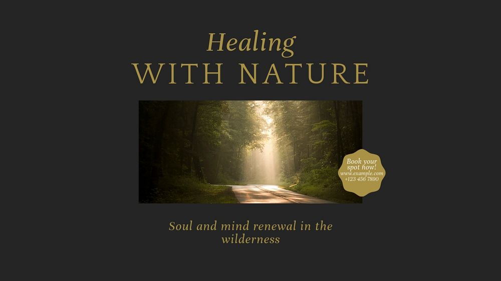 Healing with nature blog banner template, editable text & design