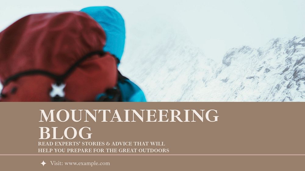 Mountaineering blog blog banner template, editable text & design