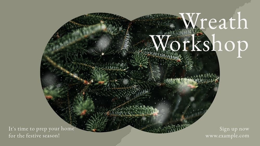 Wreath workshop blog banner template, editable text & design