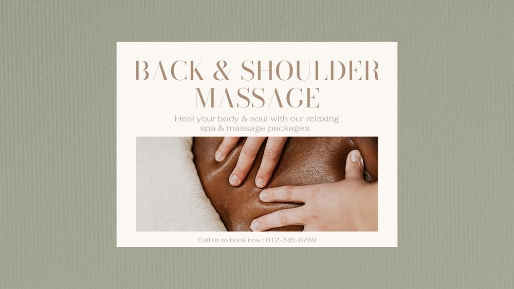 Back & shoulder massage blog banner template, editable text & design