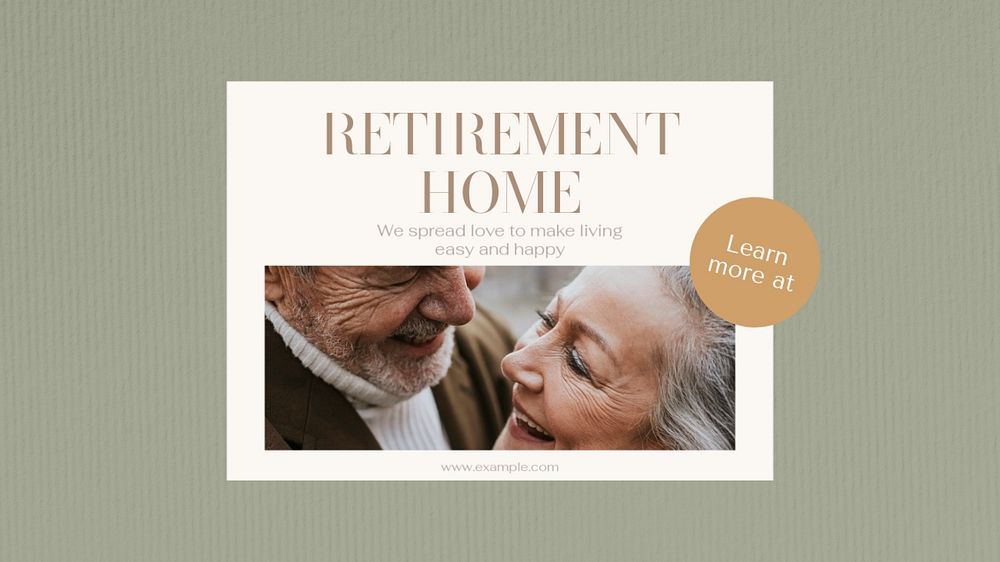 Retirement home blog banner template, editable text & design