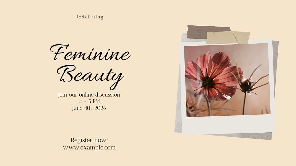 Female beauty webinar blog banner template, editable text & design