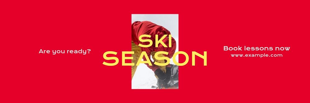 Ski lesson email header template, editable text & design