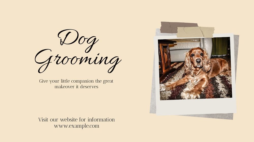 Dog grooming blog banner template, editable text & design