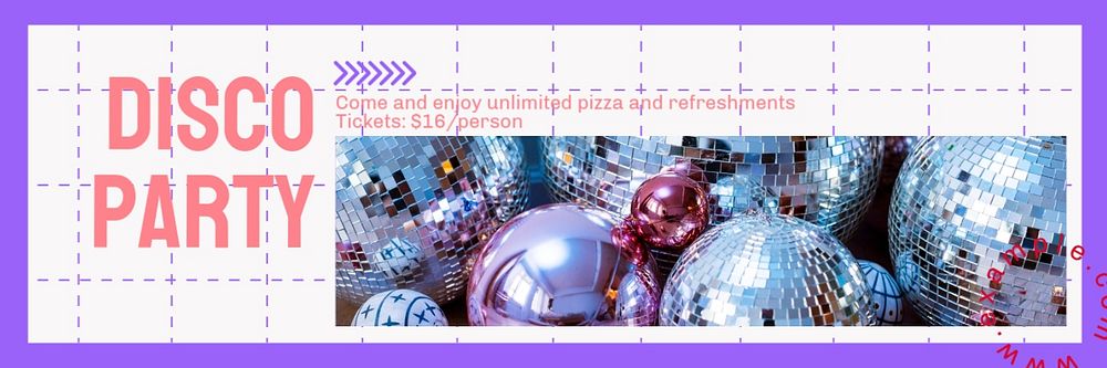 Disco party email header template, editable text & design