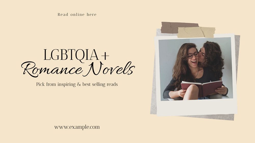 LGBTQ novels blog banner template, editable text & design