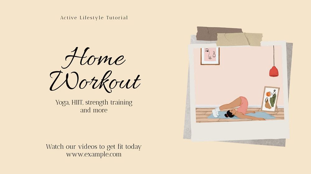 Home workout videos blog banner template, editable text & design