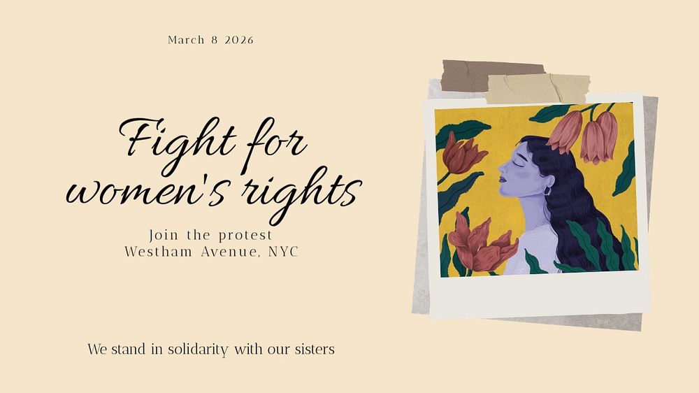 Women's rights blog banner template, editable text & design