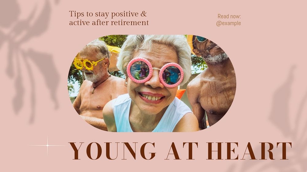 Young at heart blog banner template, editable text & design