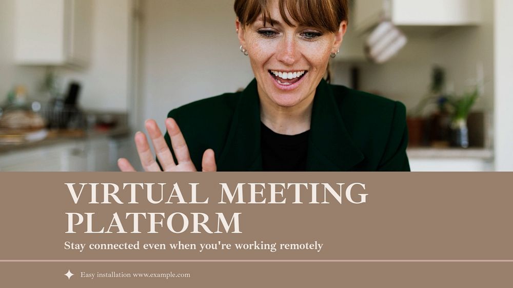 Virtual meeting platform blog banner template, editable text & design