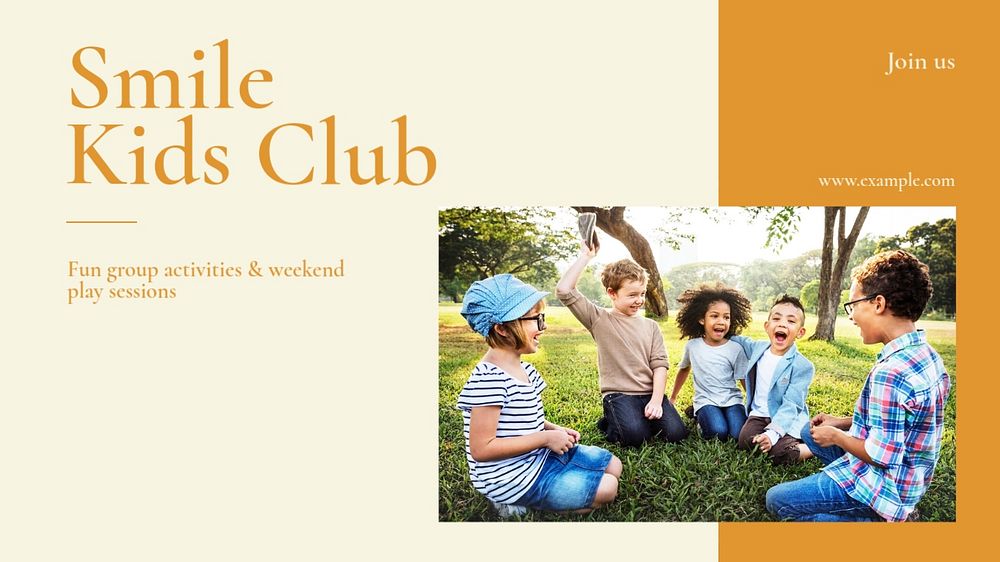 Smile kids club blog banner template, editable text & design