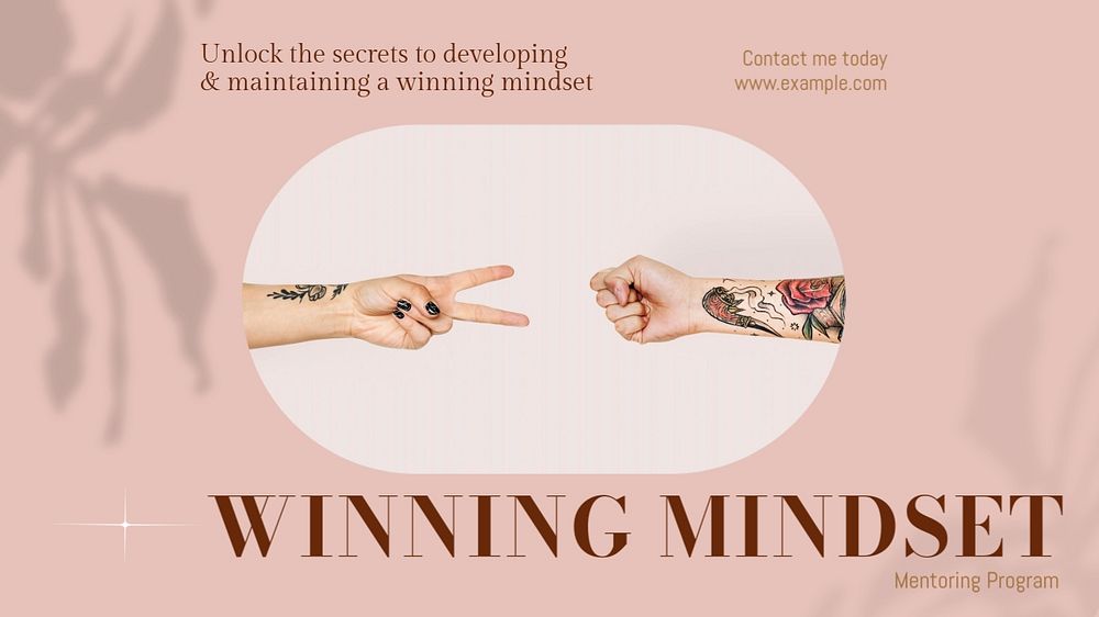 Winning mindset mentoring blog banner template, editable text & design