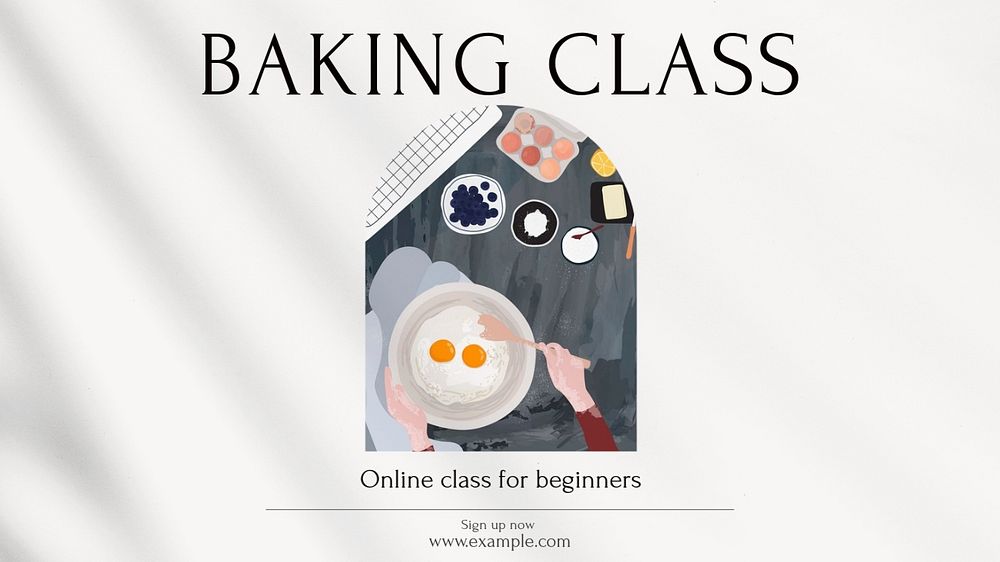 Baking class blog banner template, editable text & design