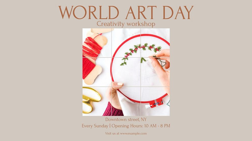 World art day blog banner template, editable text & design