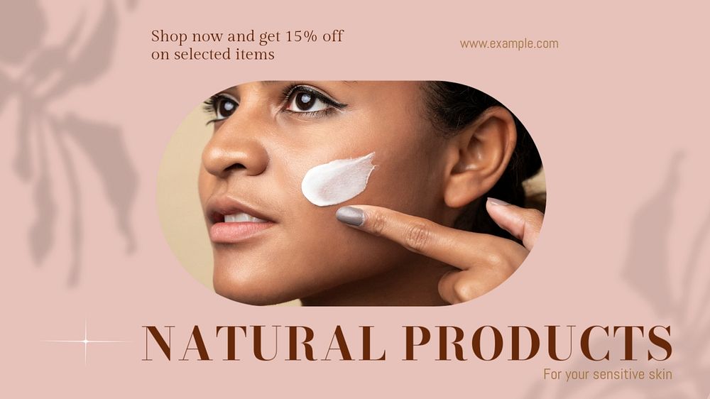 Natural skincare blog banner template, editable text & design