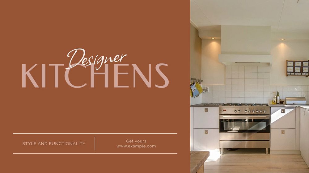 Kitchen design blog banner template, editable text & design