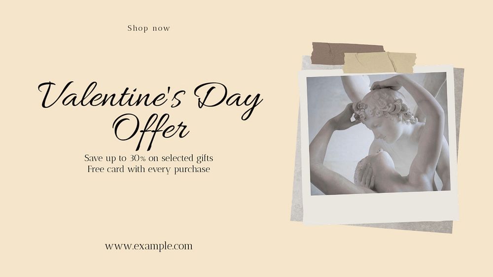 Valentine's Day offer blog banner template, editable text & design