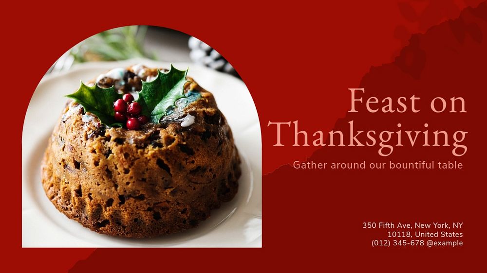 Thanksgiving dinner holiday blog banner template, editable text & design