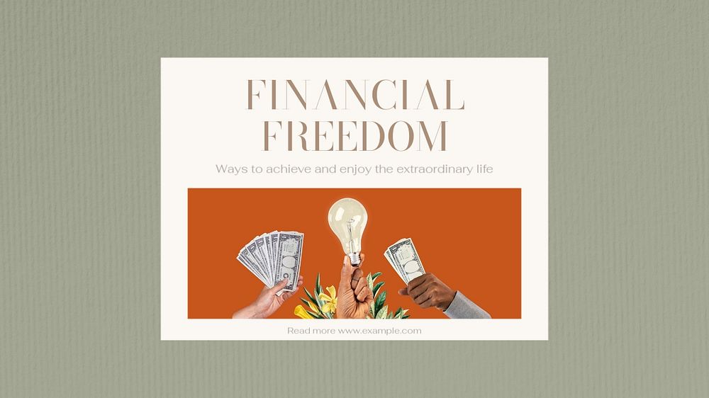 Financial freedom blog banner template, editable text & design