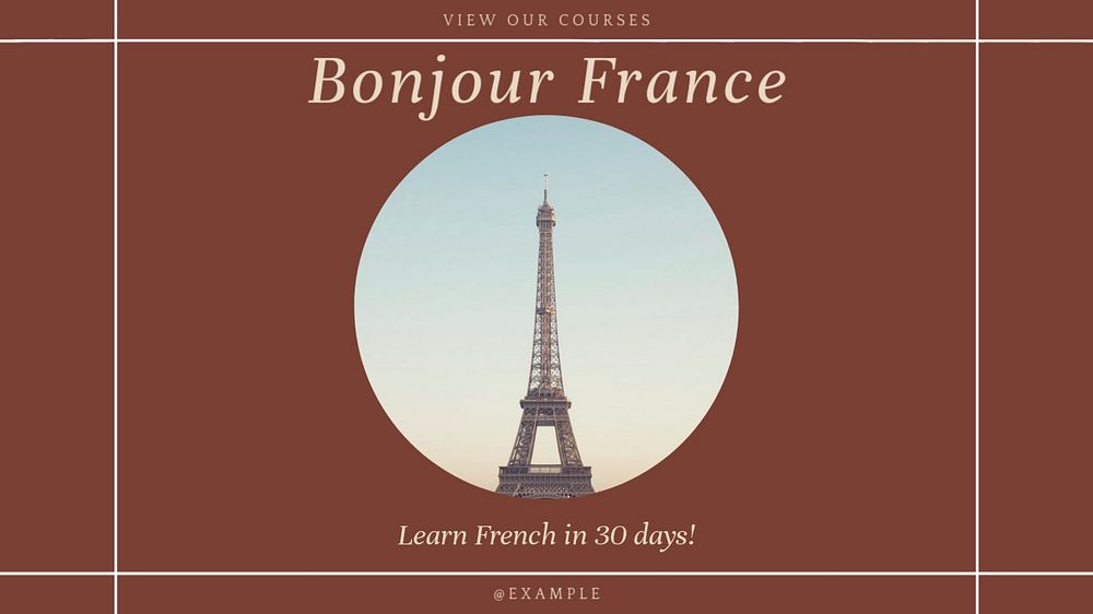 Learn French blog banner template, editable text & design