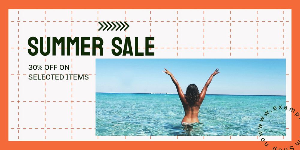 Summer sale fashion Twitter ad template, editable text & design