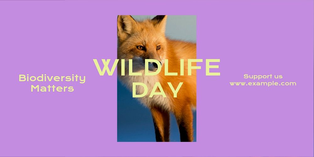 Wildlife day Twitter ad template, editable text & design