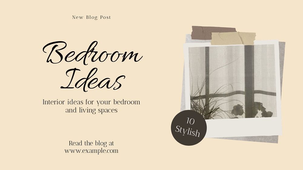 Bedroom ideas blog banner template, editable text & design