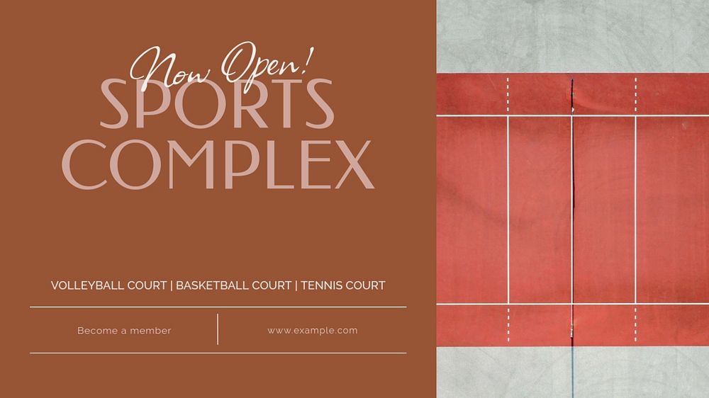 Sports complex blog banner template, editable text & design