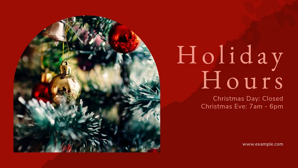 Holiday hours blog banner template, editable text & design