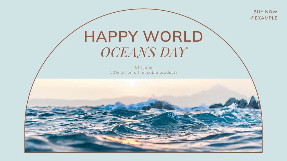Oceans day blog banner template, editable text & design